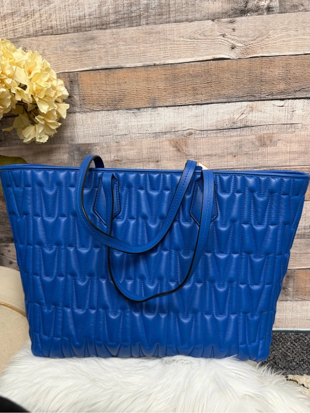 Moschino Milano Electric Blue Quilted M Large Tote